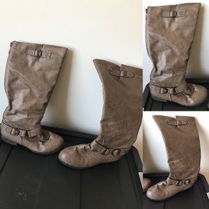 Faux Leather Below the Knee Boots